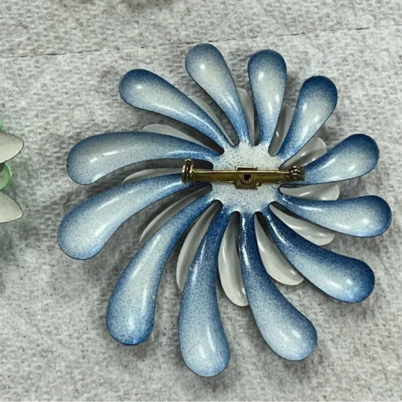Vintage MCM Colorful Retro Flower Brooch Set 60s 70s Hippie Colorful Floral - Picture 9 of 14